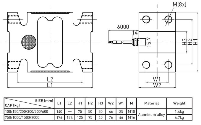 Large Capacity Force Sensor Load Cell Accuracy Tension And Compression